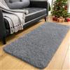 smiry Tappeto a pelo lungo, morbido, lavabile, antiscivolo, moderno, morbido, per corridoio, soggiorno, cameretta dei bambini, camera da letto, grigio, 60 x 100 cm
