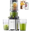 AMZCHEF Estrattore Frutta e Verdura, 120mm Bocca Larga con Taglio Automatico, Slow Juicer a Freddo 60RPM, Estrattore di Succo in Acciaio Inox, Facile da Pulire[Classe di efficienza energetica A+++]