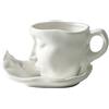 Swtgaah Set di tazze da caffè e piattini, in ceramica, colore bianco