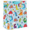 Glick Sacchetto regalo di lusso, grande borsa per feste di compleanno con dinosauri per ragazzi, insalata di carta multicolore, 260 x 315 x 135 mm, blu