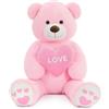 MorisMos 130cm Orso Peluche Gigante con Love, XXL Rosa Orsacchiotto di Peluche Grande Morbido Orsetto Pupazzo Regalo per Bambino Fidanzata Compleanno San Valentino