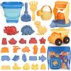 YIMORE Giochi Spiaggia, 30 Pezzi Giocattoli da Spiaggia Bambini con Secchiello Pieghevole, Borsa Rete, Formine Giocattoli di Sabbia, Giochi Mare Ragazzi Ragazze 2 3 4 5 6 Anno