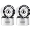 INJORA 4PCS RC 2,2 Cerchioni Metallo Beadlock Wheel Rim per RC Rock Crawler Axial SCX10 RR10 Wraith 90048 90018 Traxxas TRX4 (Nero & Argento)
