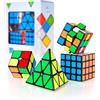 CUBIDI Set Cubo Magico - 3X3 + 2X2 + 4X4 + Pyraminx 3X3X3 - Tipo Los Angeles - Look Classico - Fidget Toy Set Antistress - Box Perfetto Come Gadget Compleanno Per Bambini E Adulti Con Adesivo