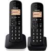 Panasonic KX-TGB612 Telefono Senza Fili Digitale, Unità Base e 2 Cuffie Identificatore E Blocco Chiamate, Volume Ottimizzato Del Ricevitore, Resistente agli Urti, Display LCD Bianco e Nero