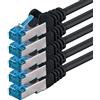 1CONN 5 x 2.0 M - Cavo di rete CAT-6a Ethernet Cable Lan Patch RJ-45 maschio SFTP 10GB/s - 5 pezzi nero