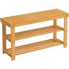 SONGMICS, Scarpiera in Bambù a 3 Livelli, Panca per Corridoio, Può Contenere fino a 130 kg, 28,7 x 90 x 45,3, Ingresso, Bagno, Camera da Letto, Naturale LBS90N, 90L cm