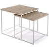 VERSA Tavolino Stile Industriale, Dimensioni (H x L x P) 50 x 50 x 50 cm, Bianco