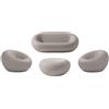 QEEBOO set divano + 2 poltrone + tavolino NAMI Dove grey, polietilene - 65002DG+2x65001DG+65004DG