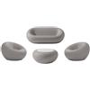 QEEBOO set divano + 2 poltrone + tavolino NAMI Warm Grey, mix materiale riciclato - 65002GY-M+2x65001GY-M+65004GY-M