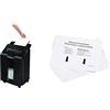 Fellowes distruggi documenti ibrido a miniframmento 100M, 100 fogli, cestino da 23 litri + Fogli oliati lubrificanti per distruggidocumenti, bianchi, confezione da 10 fogli