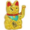 DRW Gatto Fortunato Cinese Oro Oro con Braccio Mobile Maneki Neko 10.5x10.5x16 cm