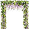 HANDIC Ghirlanda di glicine artificiale, confezione da 5 pezzi, 9 m, fiori finti da appendere, piante rampicanti (viola)