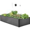 VEVOR Aiuola Rialzata in Metallo, Fioriera da Giardino Zincata per Esterni 2400 x 1200 x 600 mm, Design a Fondo Aperto, per la Coltivazione di Verdure, Erbe Aromatiche e Piante Grasse, Grigio Scuro