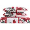 Beatrice Home Fashions Set di biancheria da letto per letto matrimoniale, motivo: vischio, agrifoglio, stella di Natale, rosso, verde, bianco