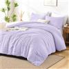 AveLom Set copripiumino queen size in seersucker viola lavanda (228,6 x 228,6 cm), 3 pezzi, 100% morbida microfibra lavata, leggero, con 2 federe, set copripiumino alternativo per tutte le stagioni
