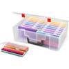 Amazon Basics Scatola Portafoto e Organizer per Artigianato con 16 Scomparti Interni, 12.2 x 36.3 x 26.9 cm, Trasparente