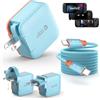 JSAUX Caricatore USB C da 65W per Nintendo Switch 2, alimenta in modalità TV, con spine EU/UK e cavo da 2 m, ricarica rapida per console, smartphone, tablet e laptop - Blu e Arancione