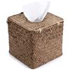 BSTKEY - Porta salviette decorativo in alga naturale, a forma di cubo, per fazzoletti di carta, color caffè