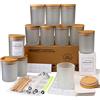 MILIVIXAY - Confezione da 12 barattoli per candele, in vetro satinato, 295 ml, con coperchio e kit per la creazione di candele, vuoti, contenitori per spezie e polveri