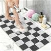 BLESWIN Tappetino Doccia Antiscivolo 40x60 cm con Drenaggio, Tappeto Bagno Antiscivolo Morbido, Tappetino da Bagno Antimuffa ad Asciugatura Rapida per Famiglie a Quadri Bianco e Nero