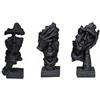 GZDDYUMYJX Statua del pensatore a 3 pezzi, il silenzio è una statuetta d'arte astratta in oro, sculture in resina per la casa moderna Decorazioni per oggetti decorativi per l'ufficio domestico (Nero A)