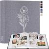 Lanpn Album Fotografico Scrapbooking, Grande Lino DIY Scrapbook 100 pagine bianche con divisori di cellofan, per foto 9x13 cm 10x15 cm 13x18 cm (Grigio, 30x33,5cm)