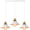 PETITES ECREVISSES Lampadario a sospensione industriale, 3 Luci Lampada da soffitto E27 Vintage Plafoniera in Metallo Ø22cm Grigio Paralume per Sala Cucina Camera da Letto (Bianco, 3 lampade-barra)