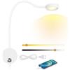 ERWEY Lampada da lettura da parete, 4W Lampada da Lettura Led con interruttore touch, 3000K-6000K dimmerabile e presa di ricarica USB, collo d'oca girevole a 360° con spina e cavo, bianco