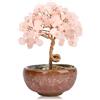 RIVIEVAL Albero di Quarzo Rosa Fatto a Mano - Decorazione Energetica per Casa/Ufficio, Regalo Portafortuna a Tema Chakra per Compleanno Donna (Confezionato)