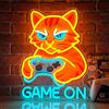 Astuddy Insegne luminose del gatto, GAME ON Insegna al neon, Gatto con controller Insegne al neon a LED per sala giochi, Lampada da parete al neon USB per giocatori, regalo di gioco per giocatori