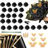 ZYEKIU 24 Pezzi Mazzo di Rose Fiori Finti Bouquet di Rose Glitterate Artificiali Bouquet Fai da Te di Glitter Rose Con Corona, per Regali di Matrimonio, Anniversario, Fidanzamento(Nero