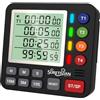 SURETIVIAN Timer digitale da cucina per cucinare, timer con conto alla rovescia e conto in avanti a 4 canali, con allarme forte e modalità silenziosa, grande display, retro magnetico, memoria automatica per aula