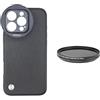 FOTGA Custodia antiurto nera per smartphone per iPhone 16 Pro Max + filtro a densità neutra ND2-ND400 variabile da 58 mm