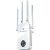 dexinco Amplificatore WLAN 1200 Mbit/s Ripetitore WiFi, 5GHz & 2.4GHz con 4 Antenne Orientabili, WPS, Modalità Ripetitore/Router/AP, Booster di Internet WiFi Compatibile con Tutti i Dispositivi WLAN