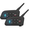 EJEAS V4 Plus Citofono Bluetooth Per Moto - Cuffie 1500m Ultra Lungo Per 4 Persone - Comunicazione Online Simultanea,2 pack