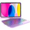 KARFUN KARAFUN Custodia con tastiera touchpad per iPad 10a generazione (10,9, 2022)& ipad 11th (A16 2025), retroilluminazione a 10 colori e custodia protettiva girevole a 360° con portapenne (10.9'' Viola)
