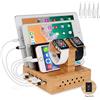 Yisen - Stazione di ricarica USB in legno di bambù, universale phone and tablet