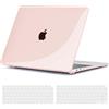 TECOOL Cover per MacBook Air M1 (A2337) e MacBook Air 13 Pollici Retina 2020 2019 2018 (A2179 A1932), Custodia Rigida Protettiva Sottile in Plastica e Copritastiera UE, Cristallo Rosa Chiaro