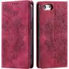 CASEONJAN Cover per iPhone 16e, Pelle PU Custodia a portafoglio con scomparti per Slot Schede, Antiurto Flip Caso Cover per iPhone 16e (Vintage Rosso)