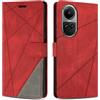 SONWO Cover per Oppo Reno10 5G, Flip Caso in PU Pelle Case Cover Custodia con Slot per Schede e Supporto Stand per Oppo Reno10 5G, Rosso