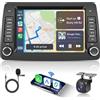 Motorsi Carplay Autoradio per Fiat Panda 169 (2002-2012), 2GB+64GB Android Auto Bluetooth Car Stereo con GPS Navigation WiFi RDS/FM Radio SWC USB Mirror Link Canbus + Telecamera Posteriore
