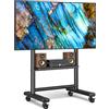 RFIVER Supporto TV da Pavimento con Ruote Per TV da 50-86 Pollici LCD/LED/Plasma, Carrello Porta TV da Terra con Ripiano Regolabile in Altezza Fino a 68kg, Max.VESA 800x600mm