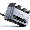 llano LP-E6NH LP-E6P 30W caricabatterie rapido a tre slot per Canon batterie fotocamera EOS R5/R6/R7 Mark II, 5D/6D/7D Mark II/III/IV, 60D/70D/80D/90D, USB-C,display LED,robusto corpo in alluminio CNC