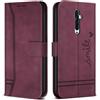 Bravoday Cover per Oppo Reno 2Z / Oppo Reno 2F, Flip Custodia in Pelle PU con Slot per Schede, Portafoglio Custodia per Oppo Reno 2Z / Oppo Reno 2F, Vino Rosso