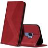 ZONNAVI Cover per Samsung Galaxy S9, Flip Custodia Pelle PU con [Slot Cart] [Supporto Stand] [Magnetica], Cover a Libro Portafoglio per Samsung Galaxy S9 (Rosso)