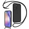 Coalbooliy Cover per Samsung Galaxy A54 5G 6,4 con Cordino per Cellulare, Custodia Silicone con Regolabile Collana Sottile Morbida Case Protezione della fotocamera Antiurto con Necklace, Nero