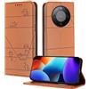 XINYEXIN Custodia per Honor Magic 8 Lite, Cover a Libro in Pelle PU con Blocco RFID, Slot per Carte, Supporto, Protezione Completa Antiurto - Marrone