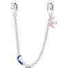 LIGHTDOG Collana di sicurezza in argento 925 Charms Bracciali Regalo carino di gioielli per donne ragazzea Moda perline pendenti