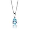 MIORE Collana Donna, Goccia Topazio Blu Naturale, Ciondolo Oro Bianco 9KT 375, Catenina Argento 925, Gioiello Anallergico, Elegante Portagioie